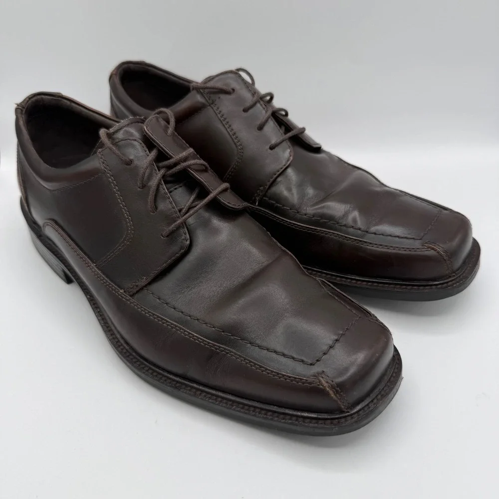Johnston & Murphy Mens 9 Brown Leather Square Toe Bicycle Oxford Shoes 20 2160